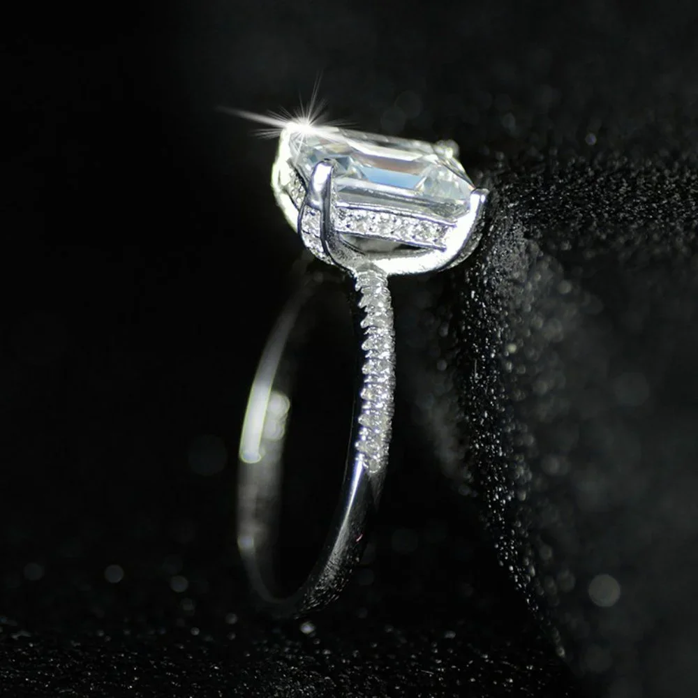 NEW 3.5 Carat Emerald Cut Pave Engagement Ring